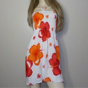 Hibiscus Flower Floral Halter Dress